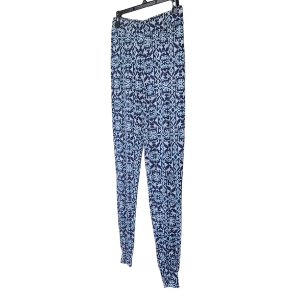 ARTISAN NY Womens Sz S Boho Joggers Lounge Comfy Pants Blue White Pattern - Picture 7 of 11